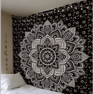 Black & Siver Mandala Tapestry